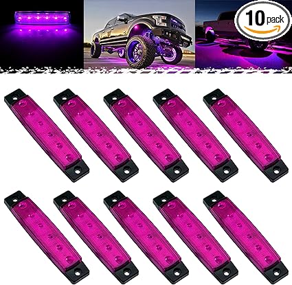 PSEQT 10Pcs LED Rock Strip Lights Exterior Underglow Wheel Fender Well Lighting Kits Waterproof for UTV ATV (Purple)